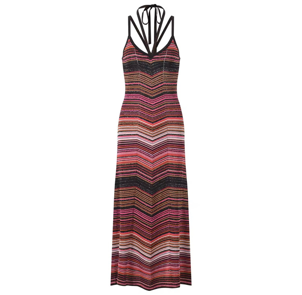 Sunset Chevron Strappy Maxi Dress