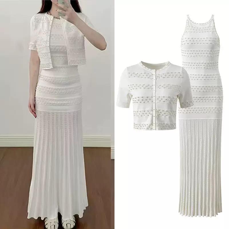 Pearl Knit Pleated Maxi Set