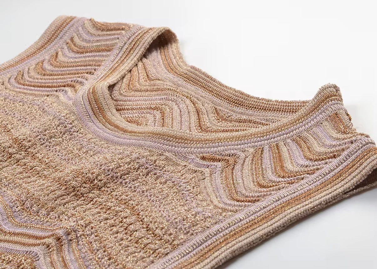 Golden Wave Knit Maxi Dress