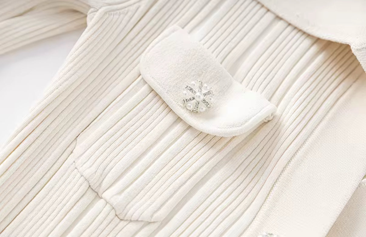 Ivory Collared Knit Dress