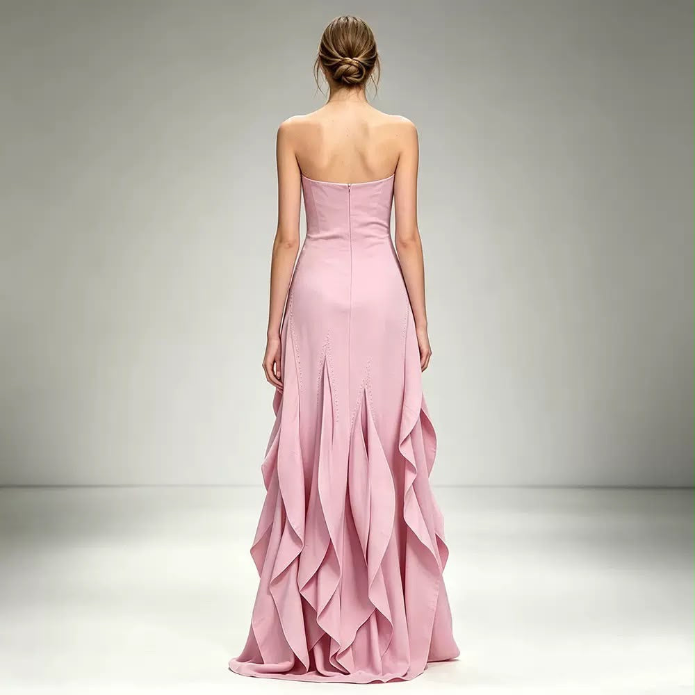 Pink Ruffled Maxi Dress