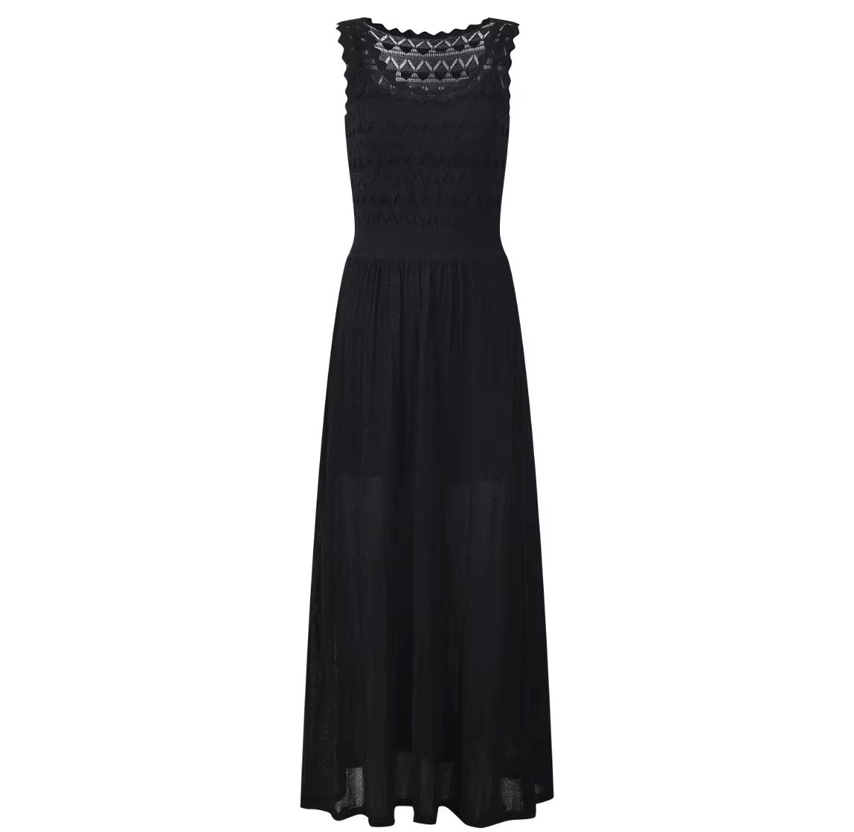Scalloped Lace Knit Maxi Dress