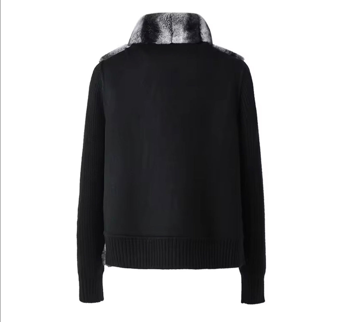 Winter Crest Fur-Panel Sweater Jacket