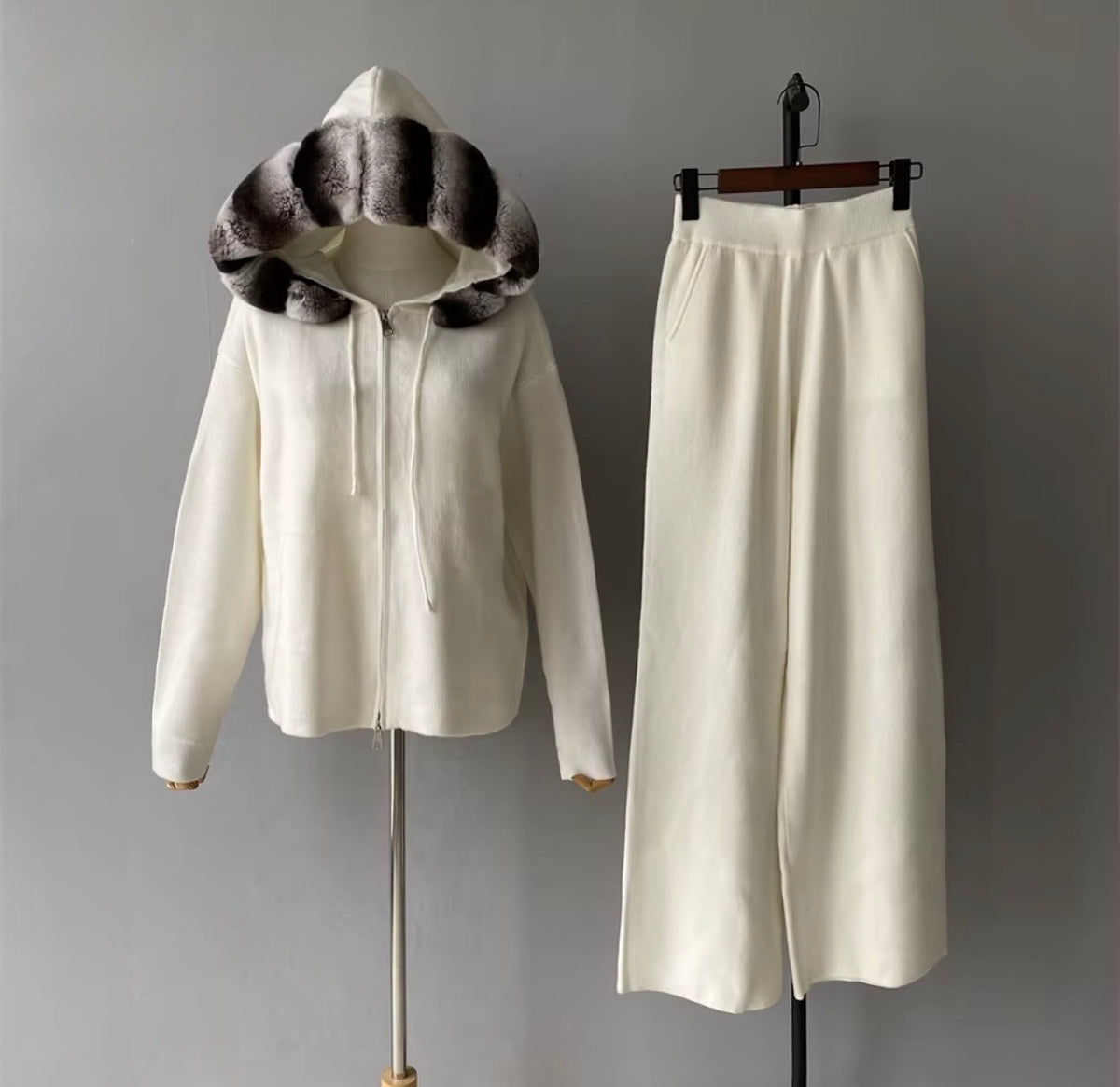 Luxe Fur Hood Knit Set