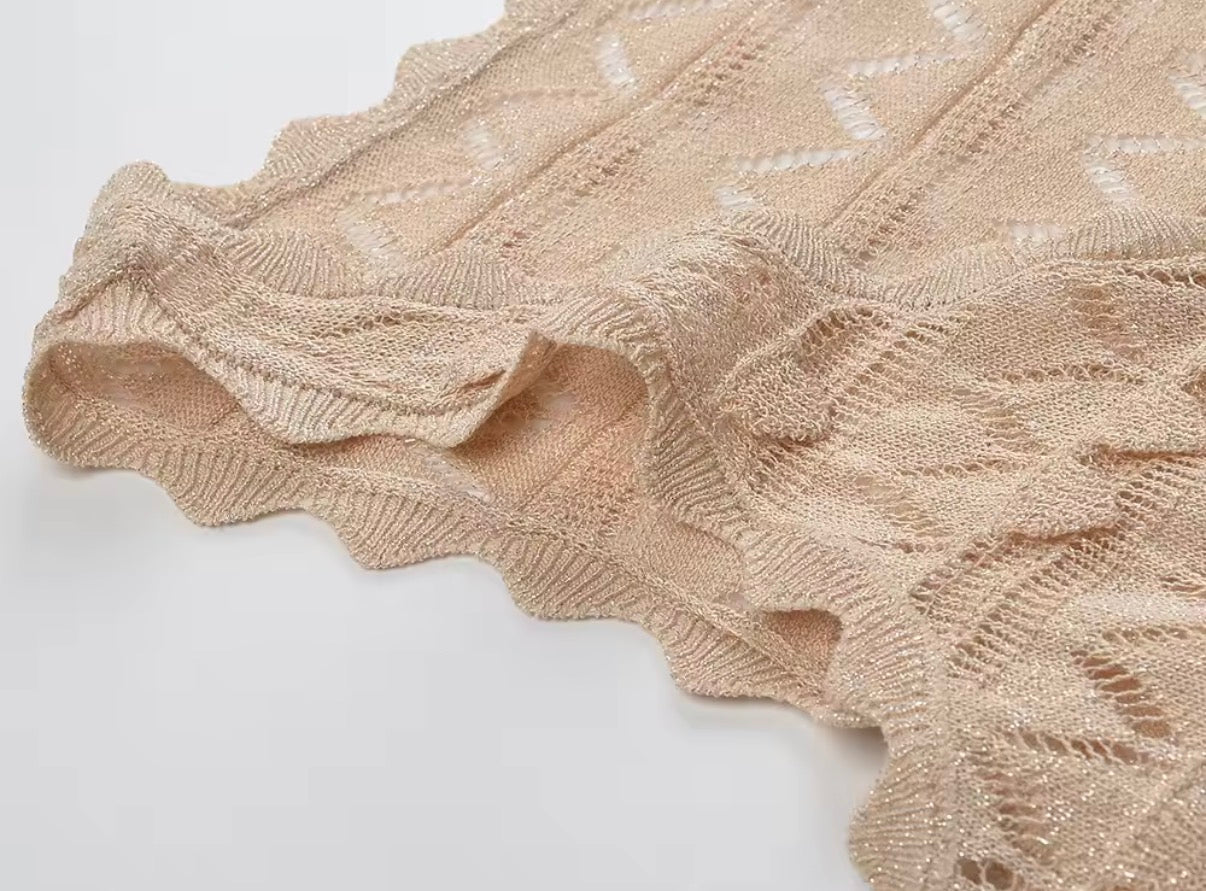 Scalloped Lace Knit Maxi Dress