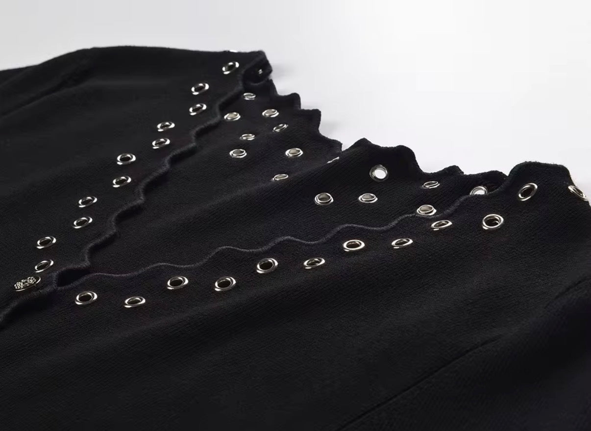 Midnight Rivet Knit Top