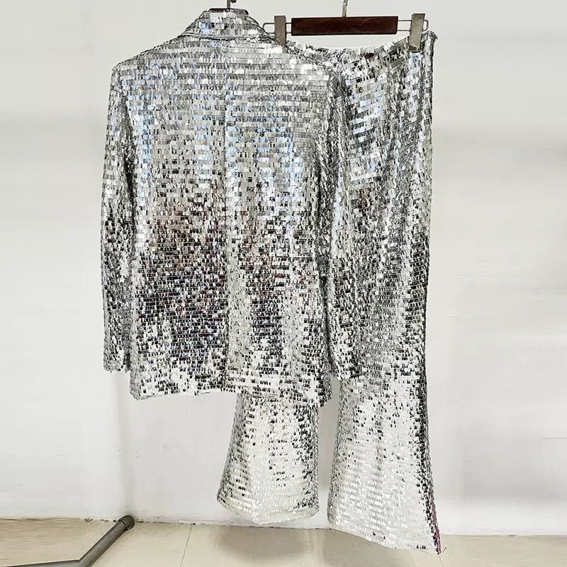 Shimmering Metallic Two-Piece Suit