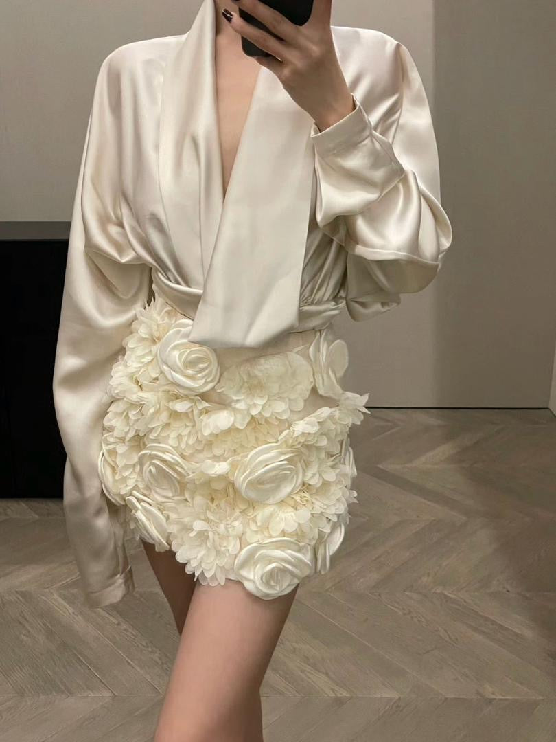 3D Floral Embellished Mini Skirt