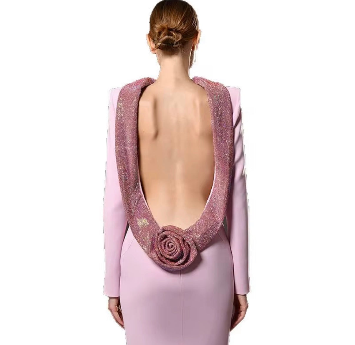 Blush Rose Back-Drape Mermaid Gown