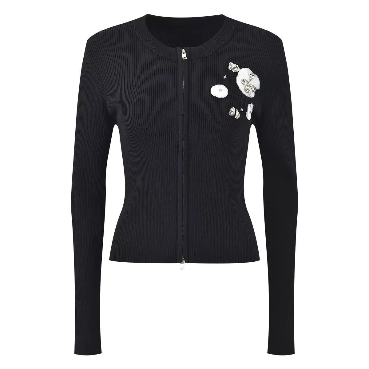 Fleur Embellished Zip Cardigan
