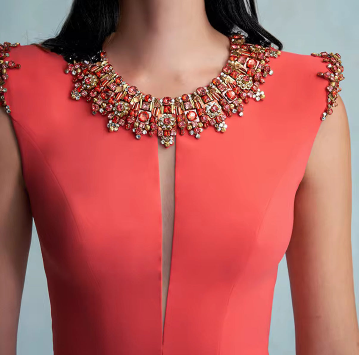 Statement Cocktail mini Dress with Crystal Shoulder