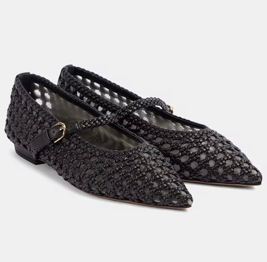 Braided Mesh Mary Jane Flats