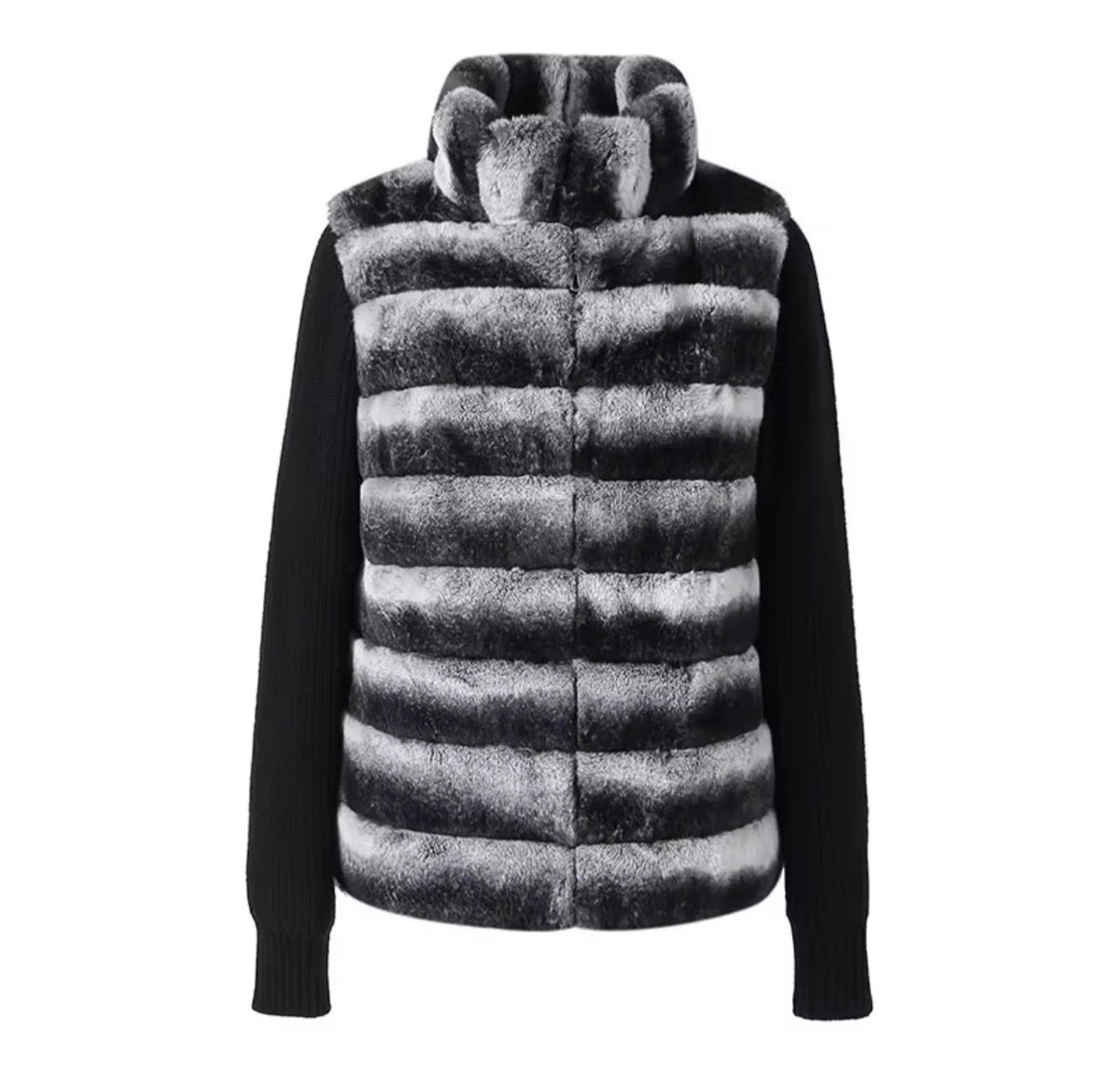 Winter Crest Fur-Panel Sweater Jacket