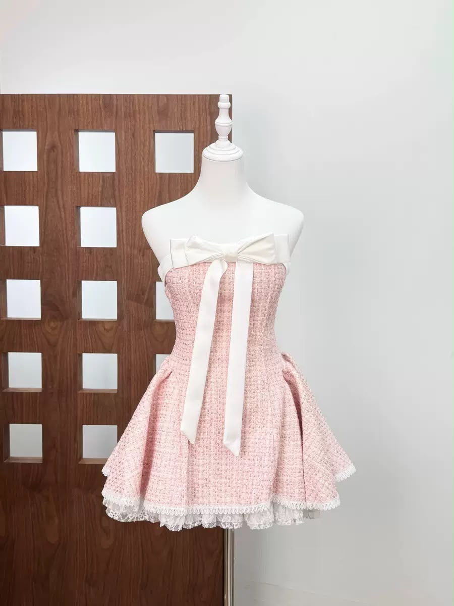 Tweed Bow Mini Dress