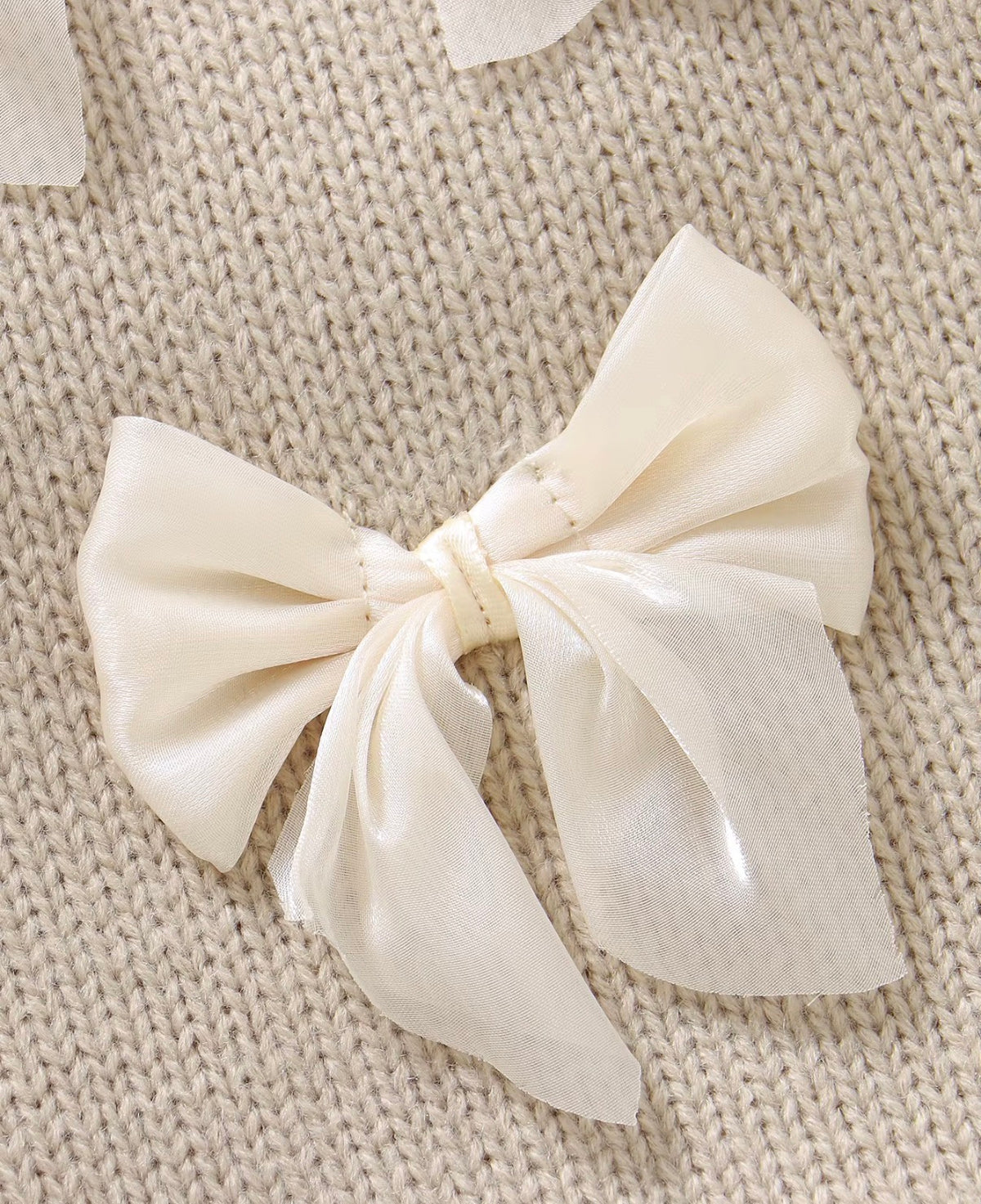 Ivory Bow Knit Romper