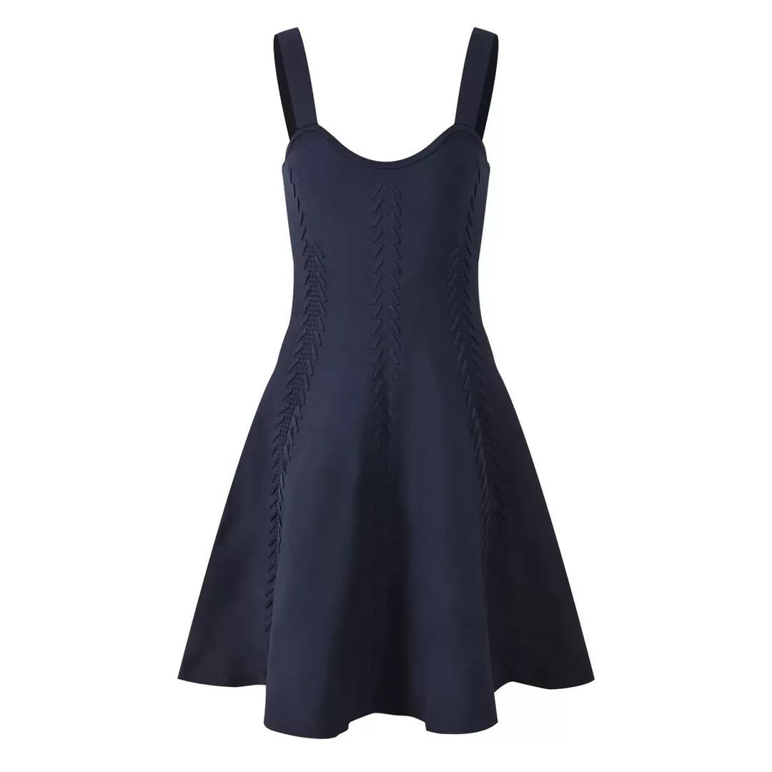 Midnight Knit Fit-and-Flare Dress with Cropped Jacket