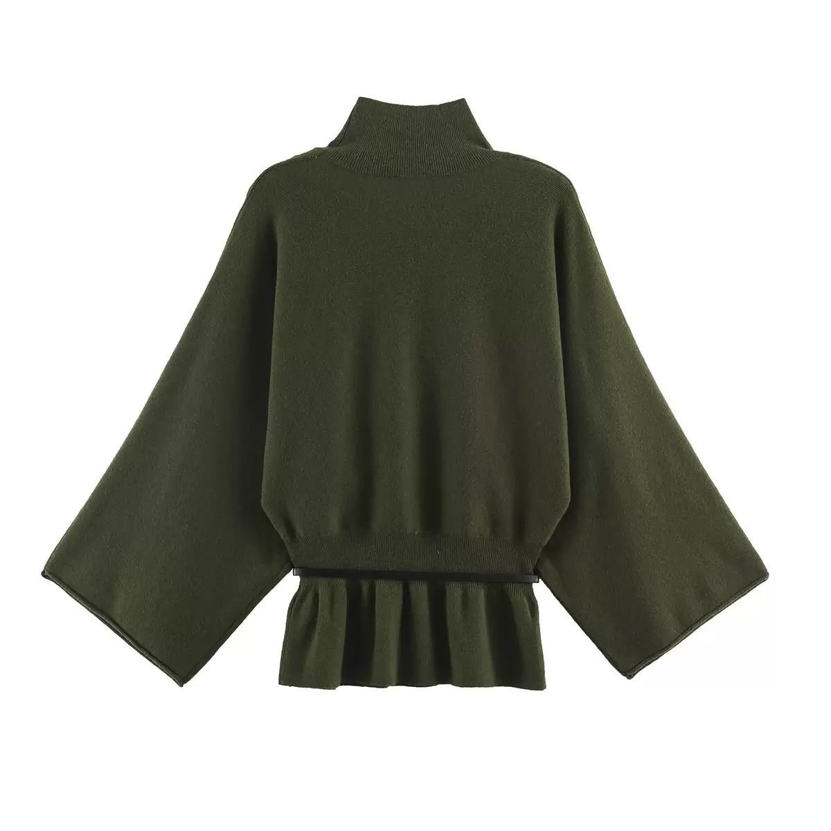 Belted Flare Knit Sweater