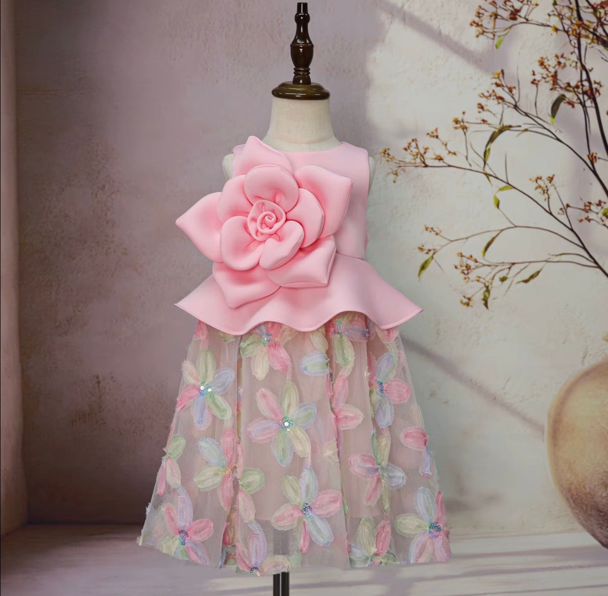 3D Rose Floral Tulle Dress