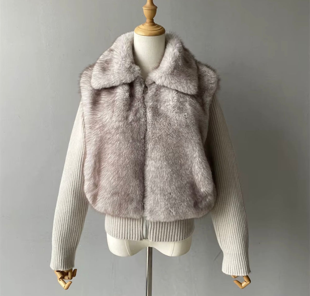 Luxe Fur Panel Knit Jacket