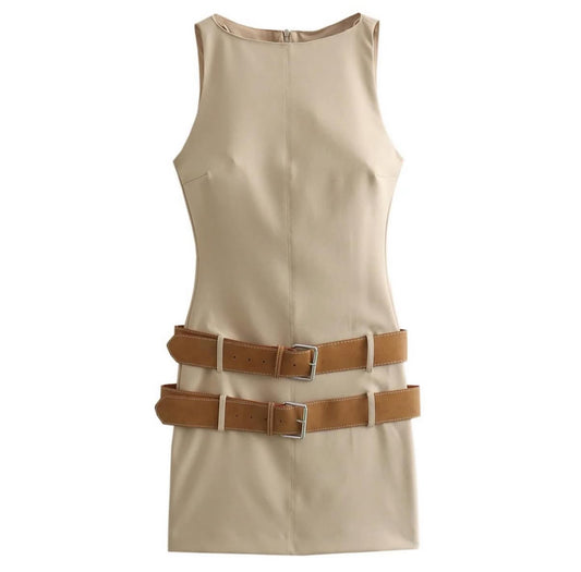 The Double-Belt Sculpt Mini Dress
