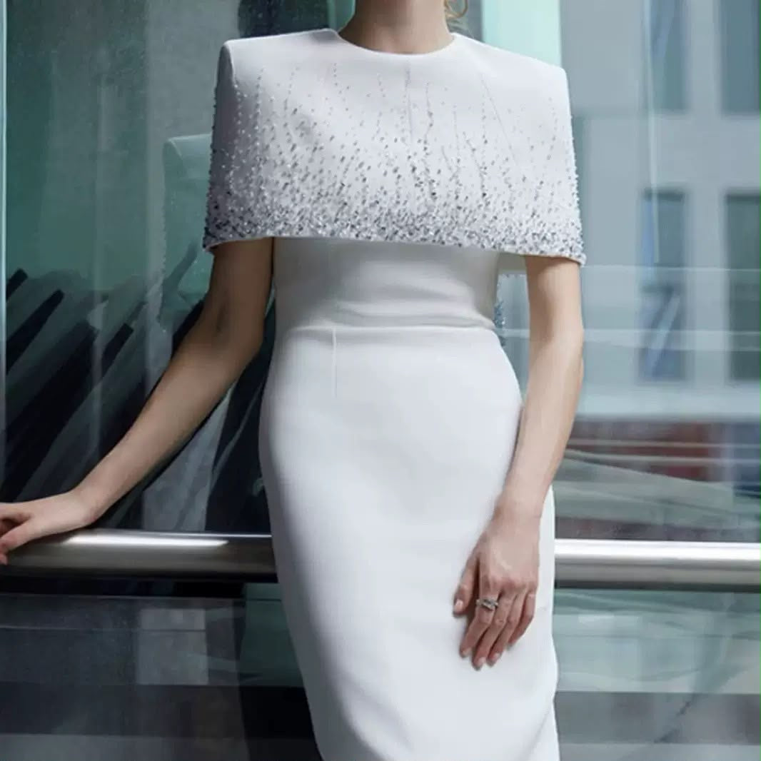 Celestial Crystal Cape Gown