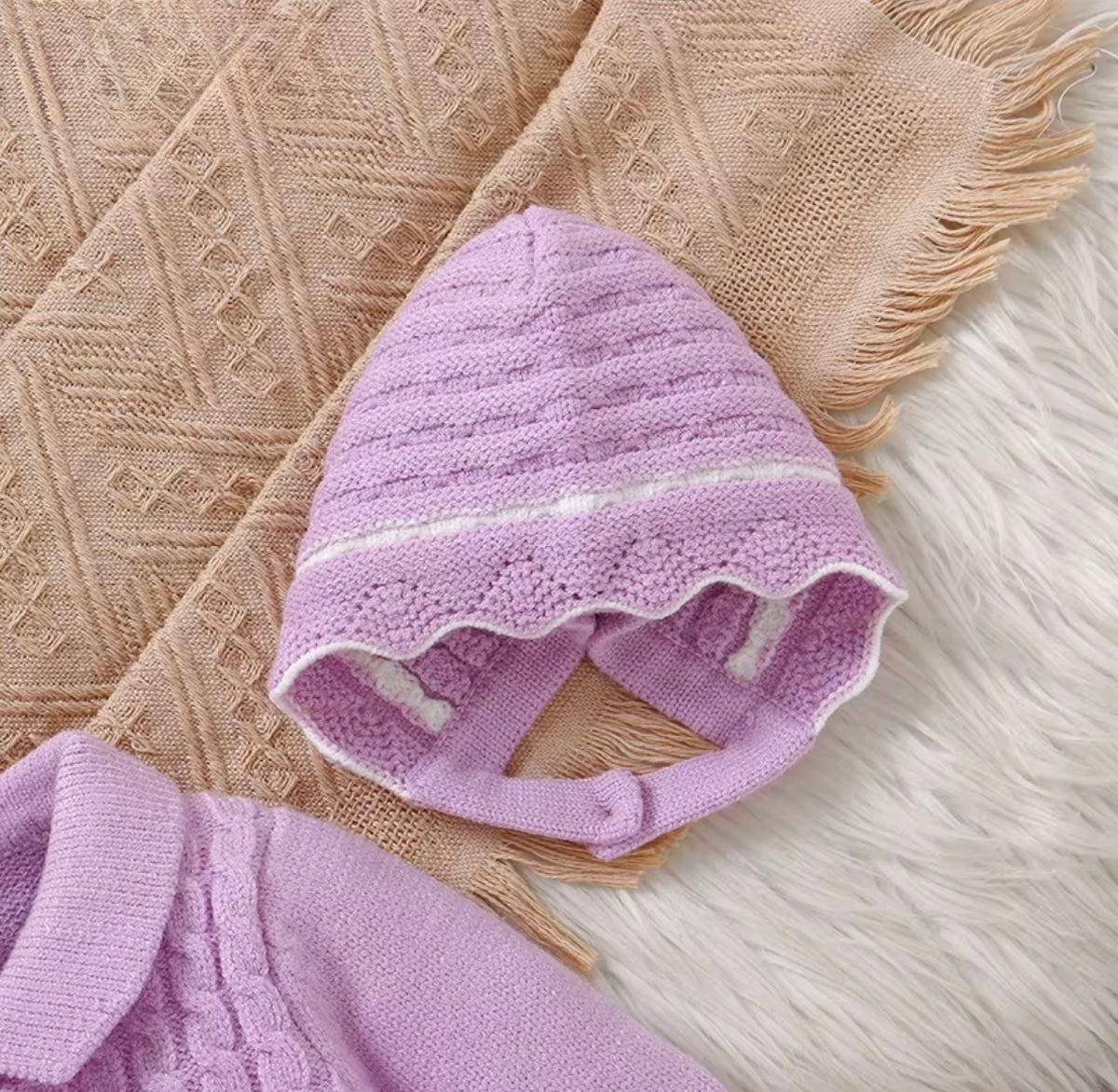 Little Bow Knitted Baby Romper