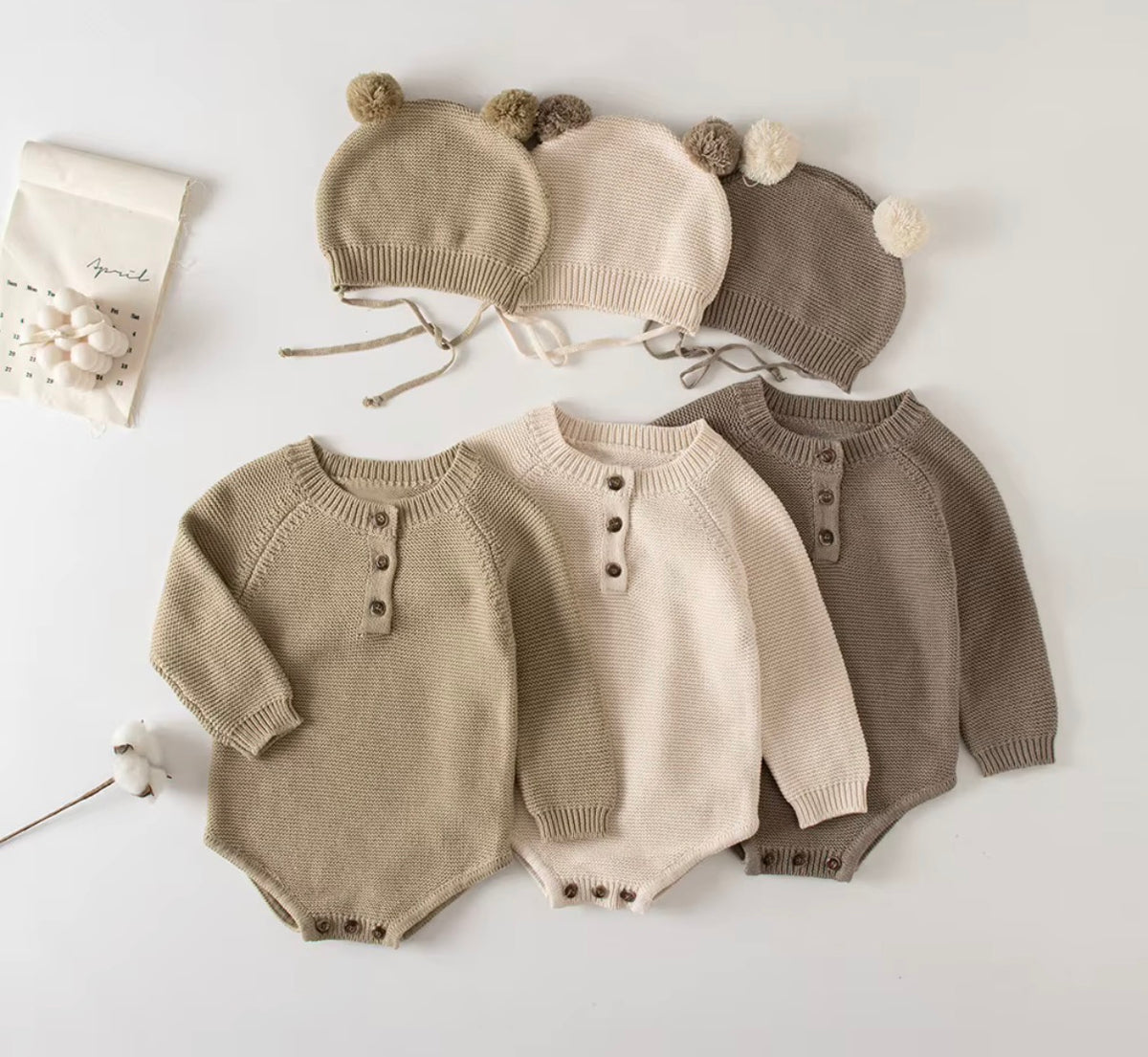 Little Bear Knit Romper Set