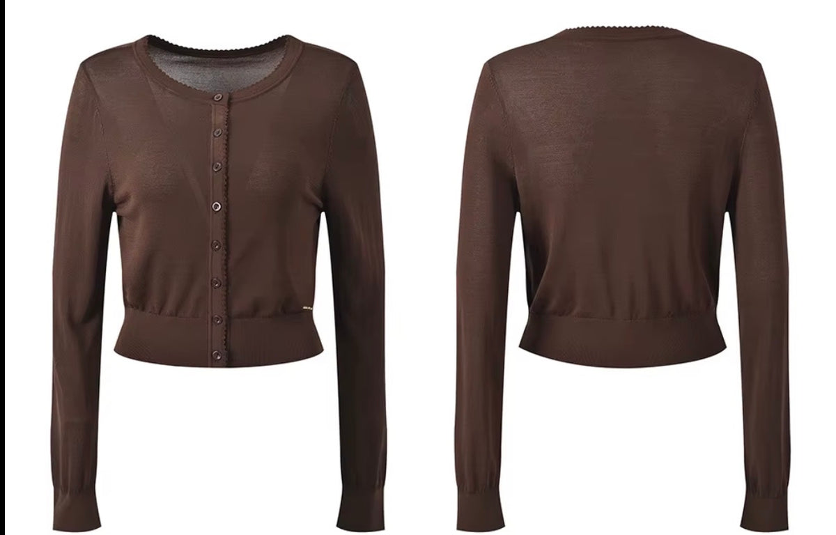 Chocolate Sheer Knit Three-Piece Set