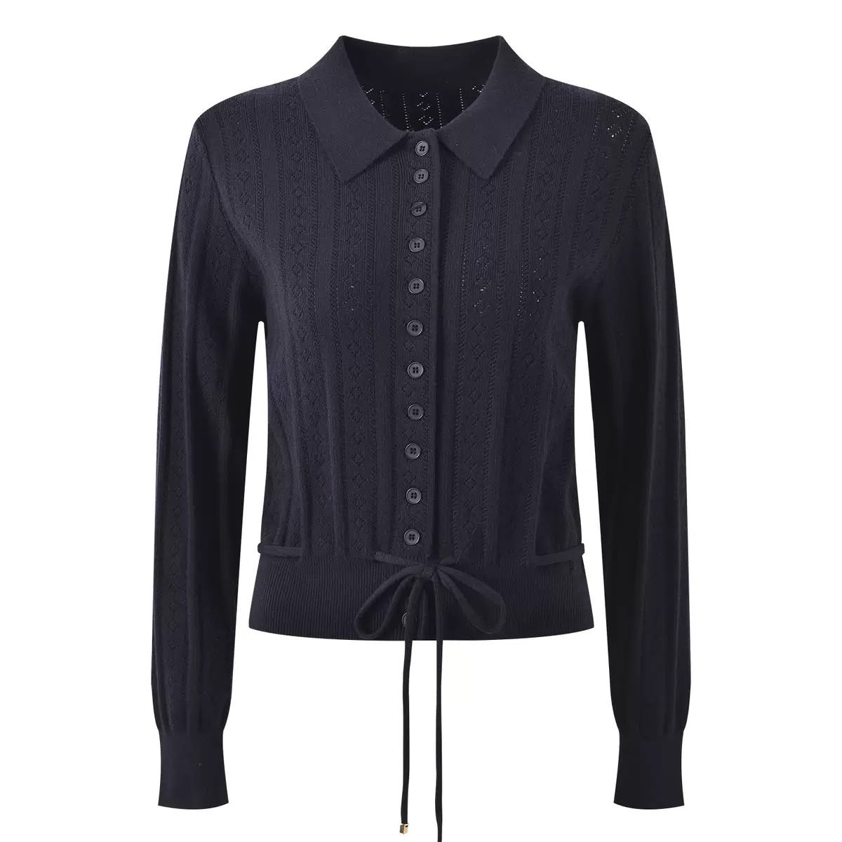 Midnight Bow Pointelle Cardigan