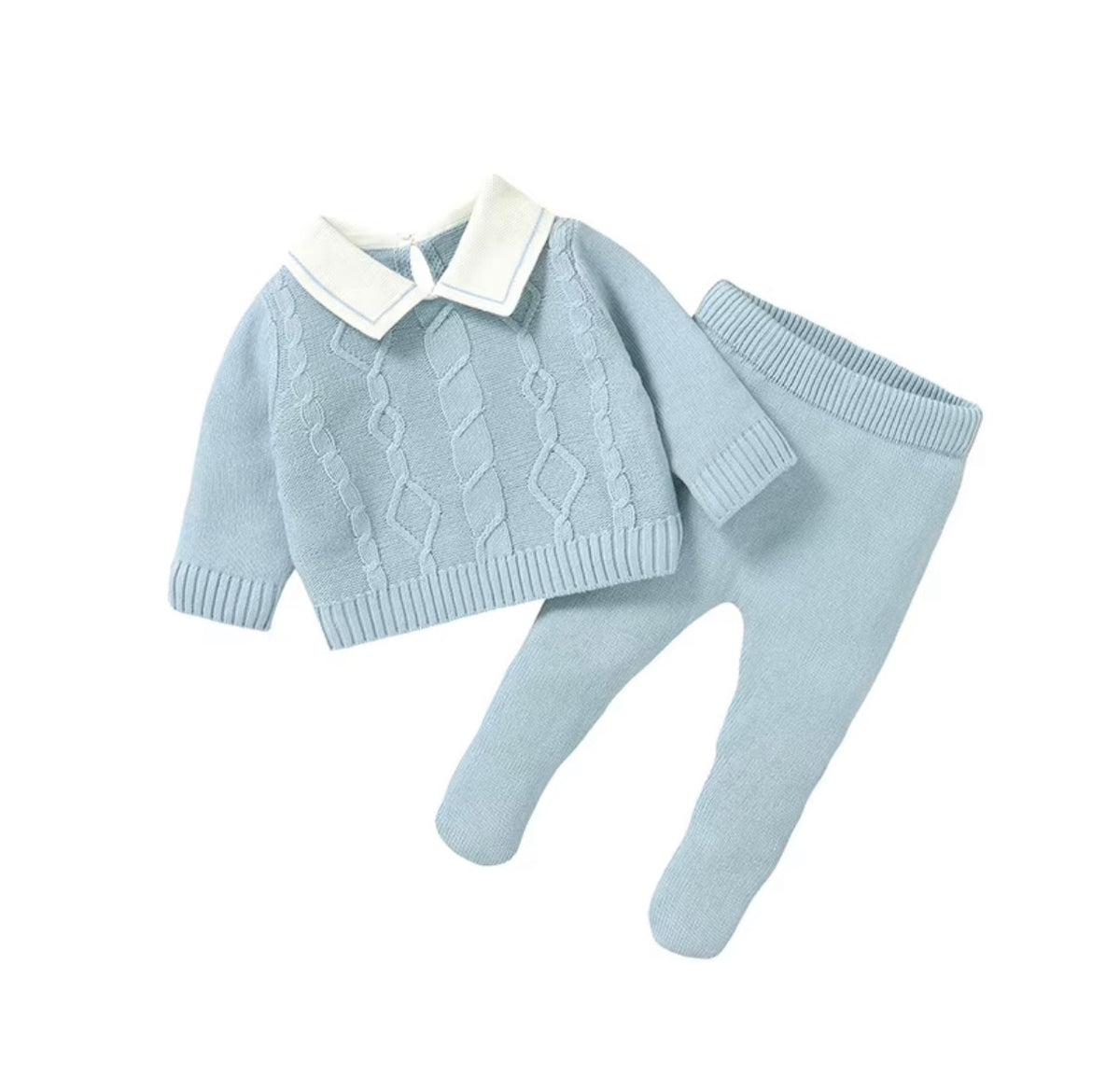 Classic Collar Cable Knit Set