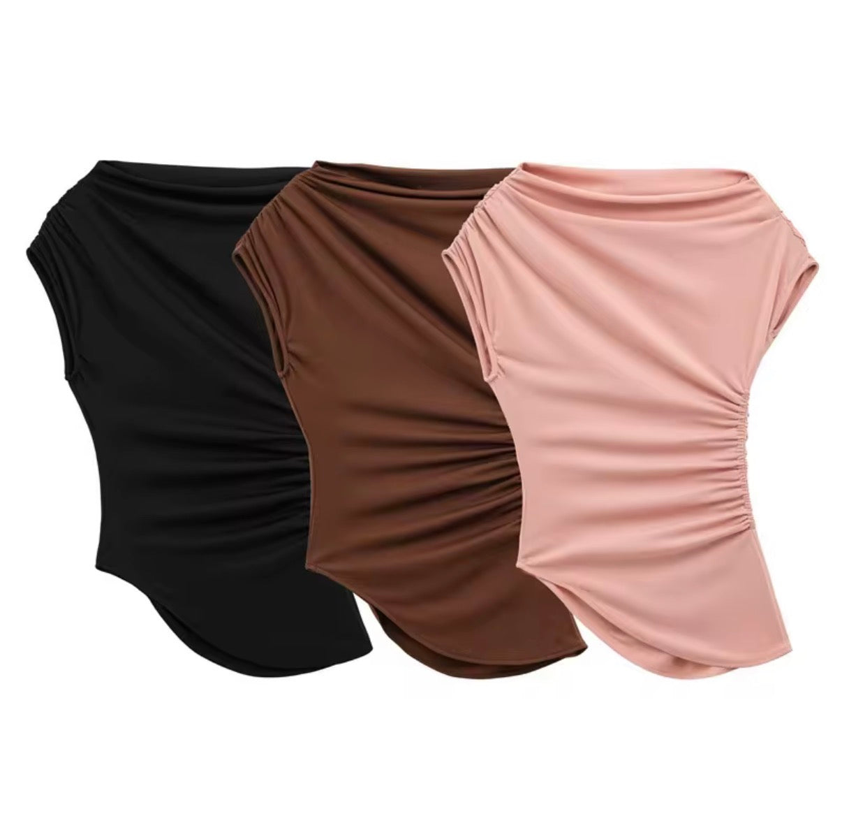 Ruched Asymmetric Draped Top