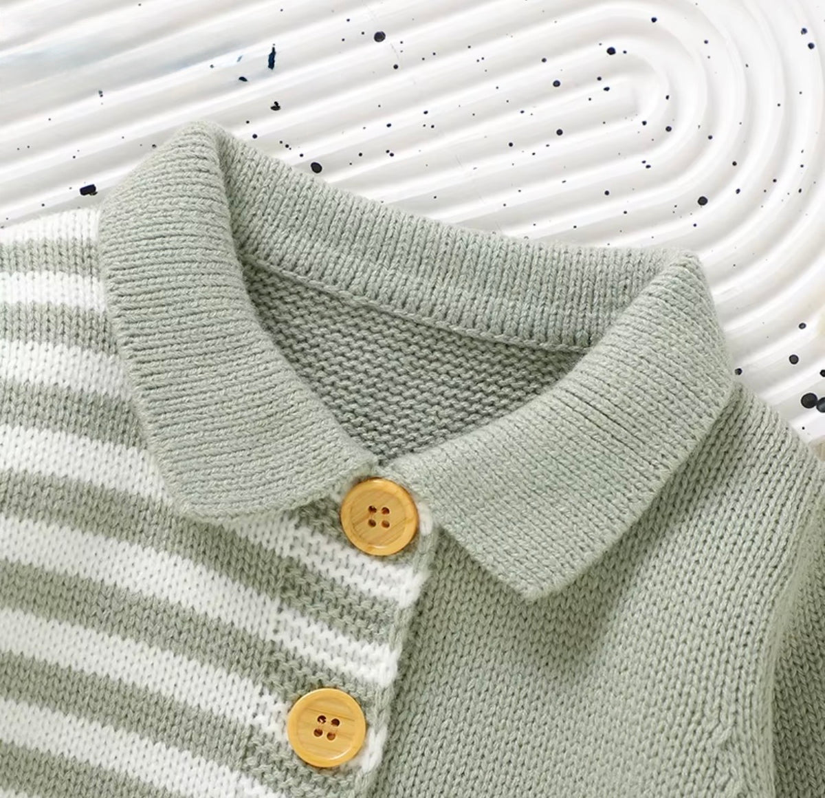 Striped Knit Overall Set
