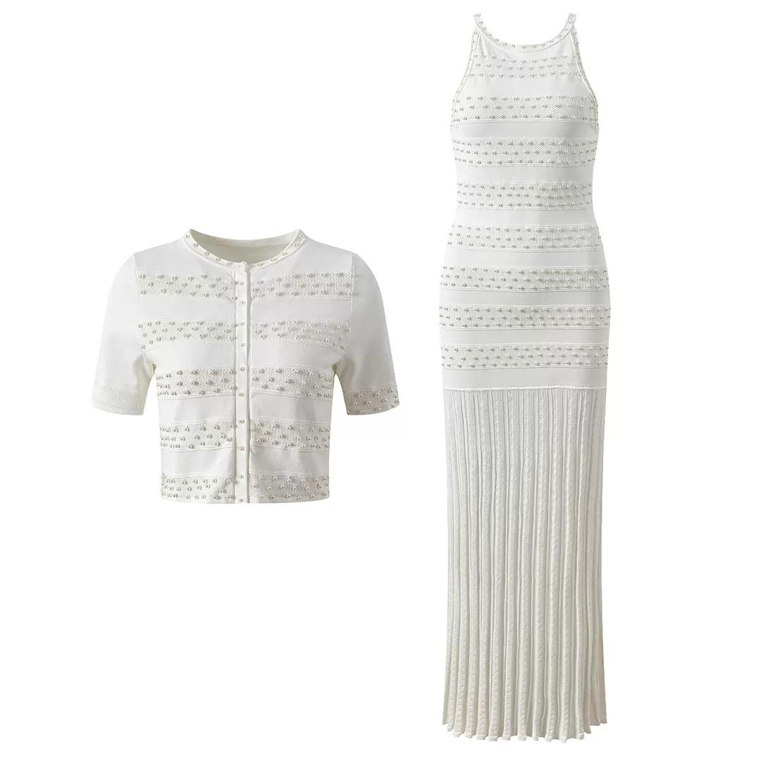 Pearl Knit Pleated Maxi Set