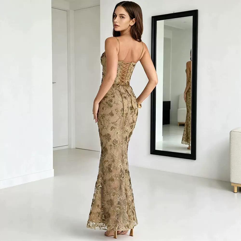 Antique Gold Lace Gown