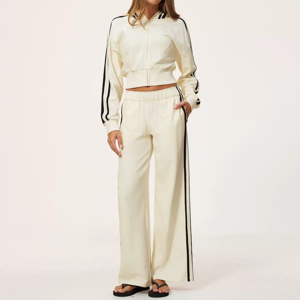 Retro Stripe Wide-Leg Tracksuit