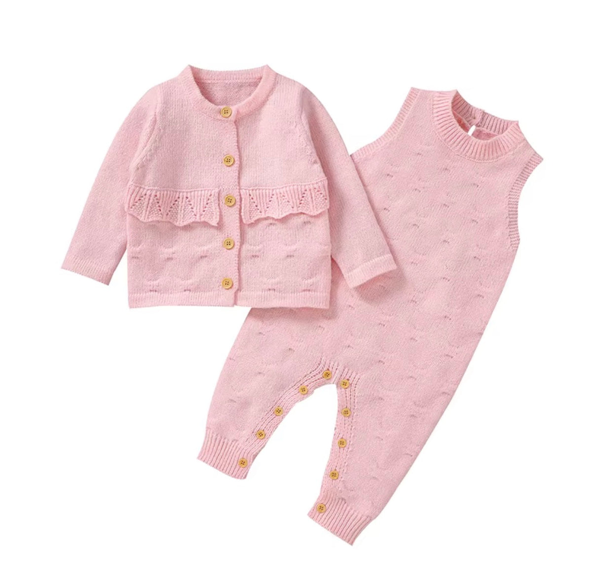 Blush Ruffle Knit Romper Set