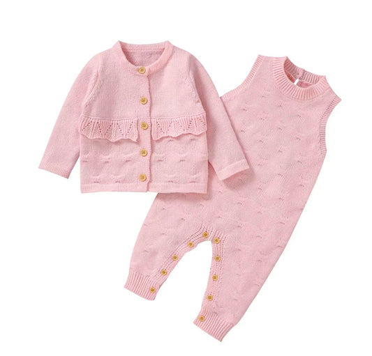 Blush Ruffle Knit Romper Set
