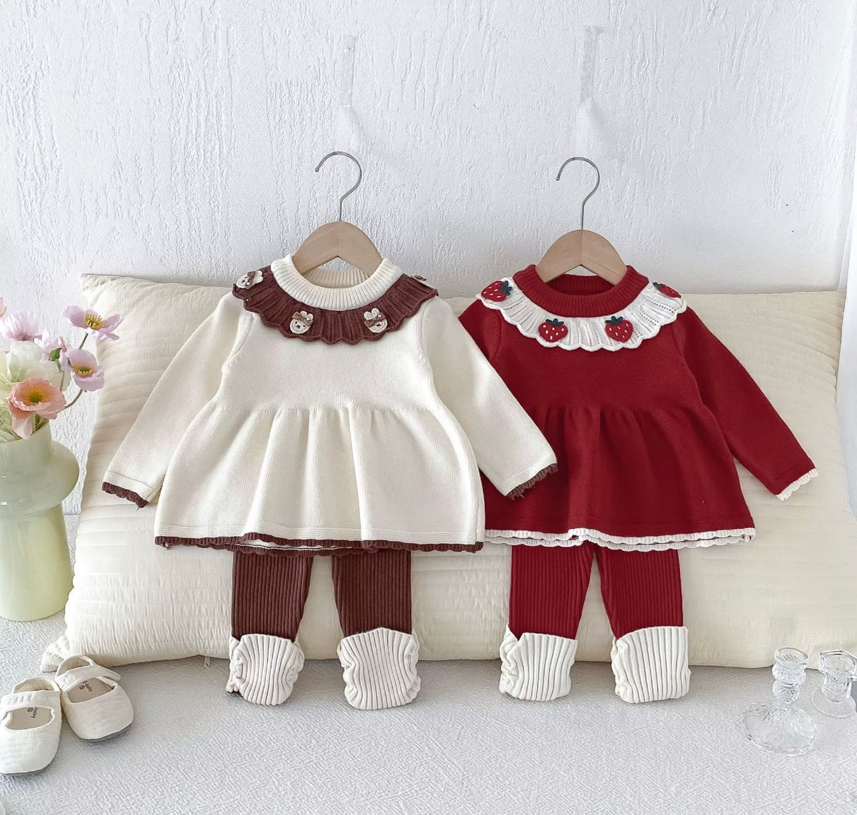 Strawberry & Teddy Knit Set