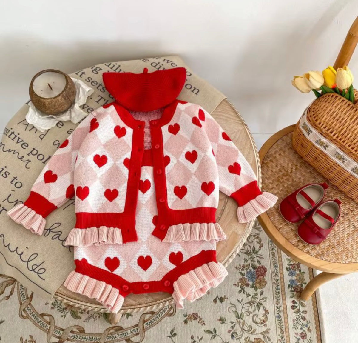 Sweetheart Ruffle Knit Set