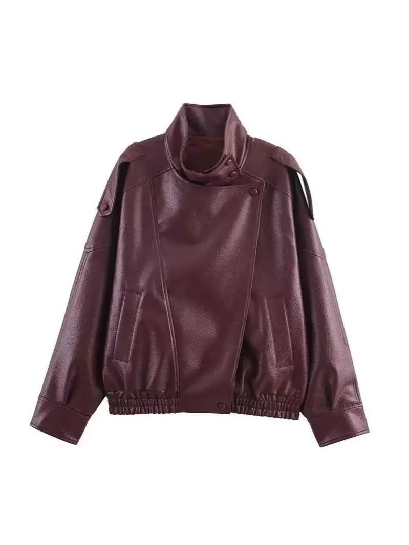 Verona High-Neck Leather Jacket