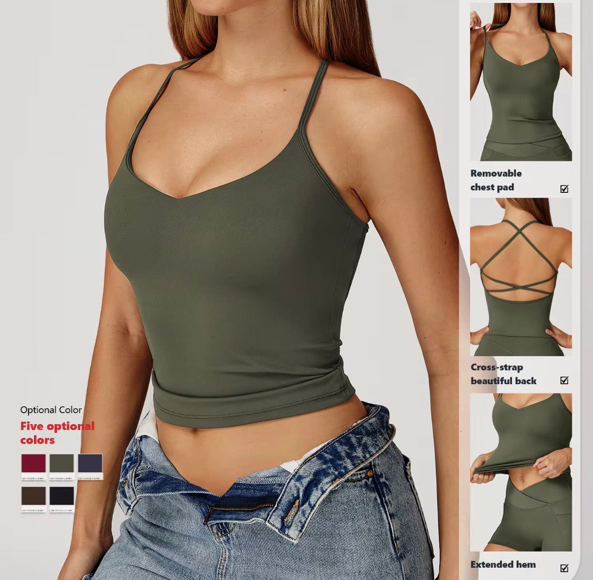 Strappy Cross-Back Sculpting Pocket Active Set