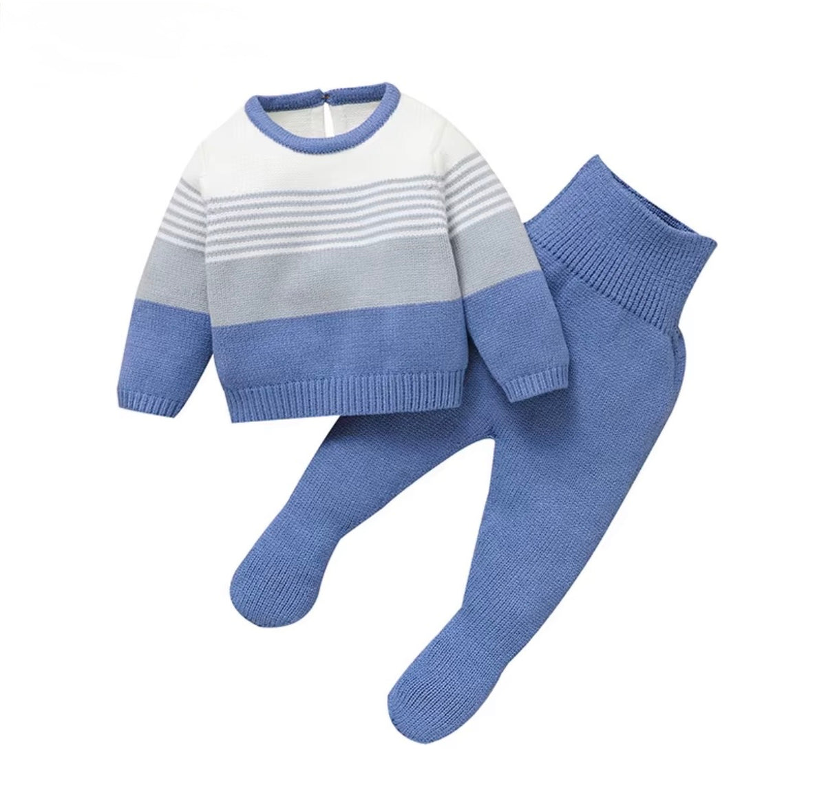 Colorblock Knit Footed Set