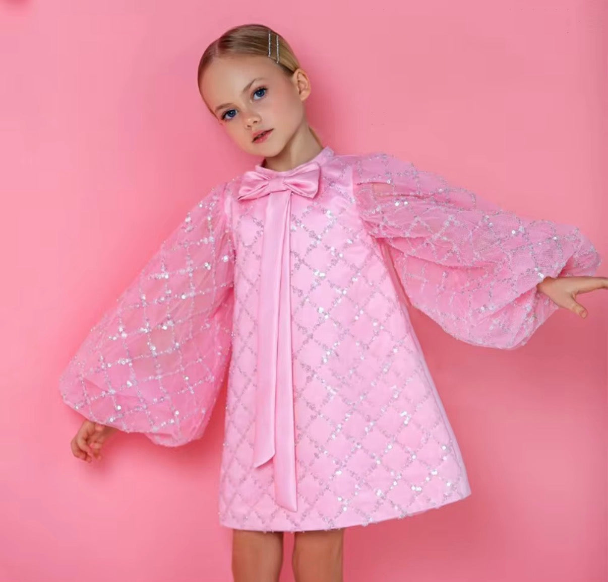 Blush Sparkle Bow Dress