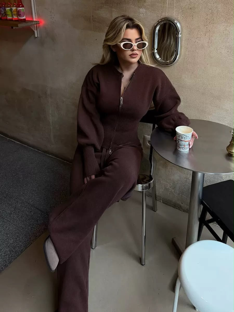 Fitted Zip-Up Knit Set