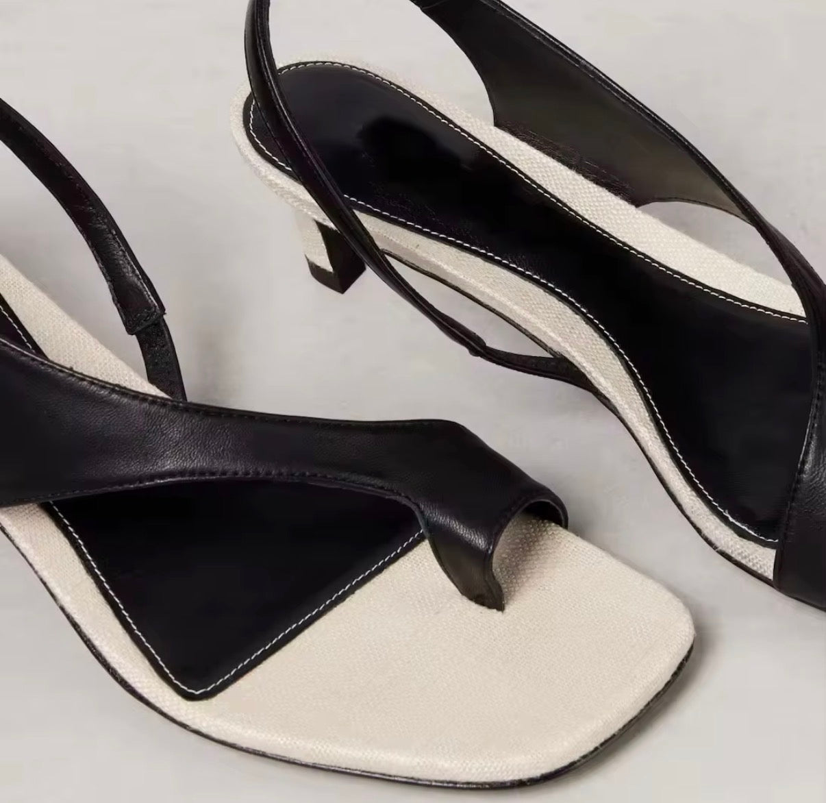 Minimal Slingback Thong Heels