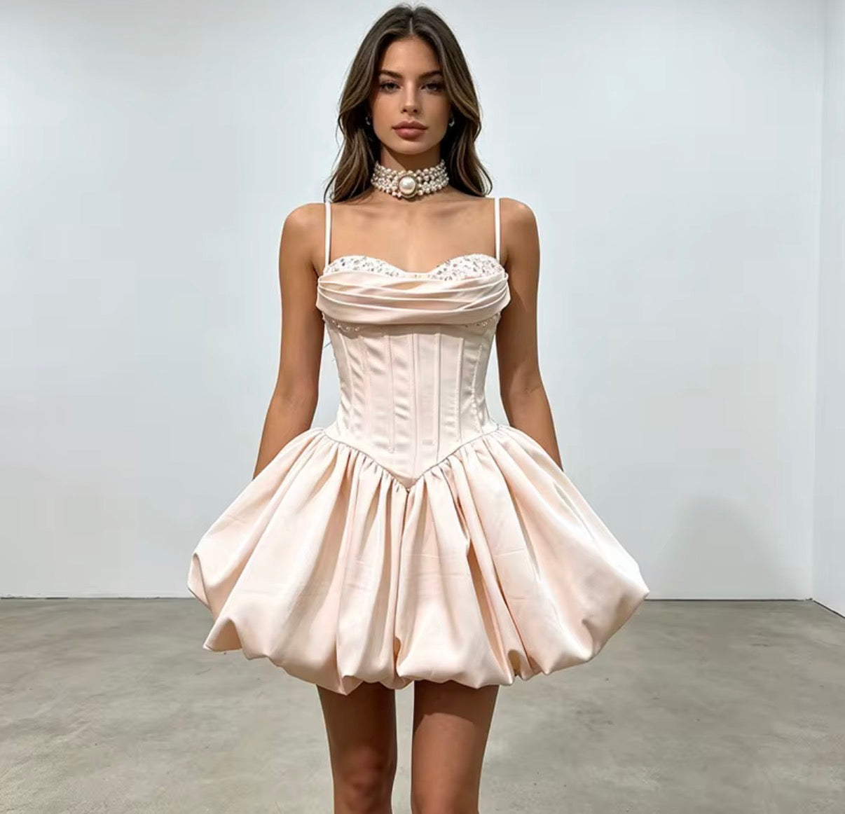 Crystal Corset Bubble Mini Dress
