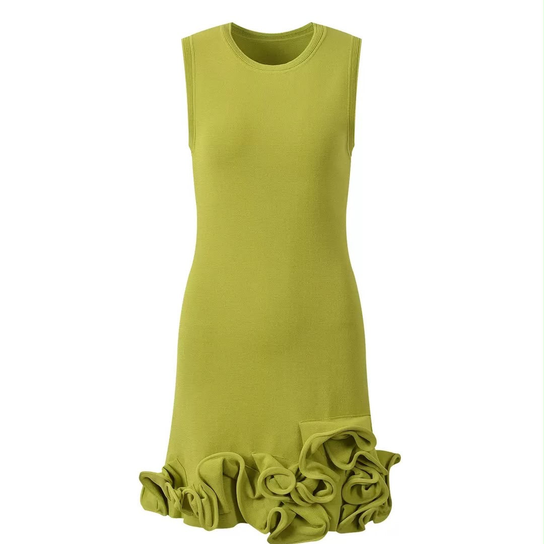 Rosette Hem Knit Dress