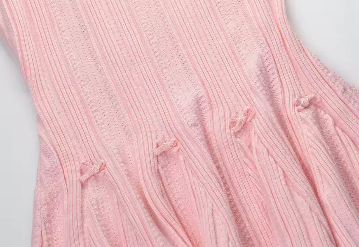 Off-Shoulder Knit Pink Mini Dress