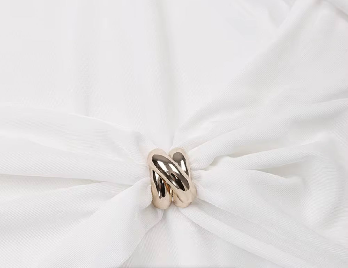 Long Sleeve Evening Dress with Gathered Waist