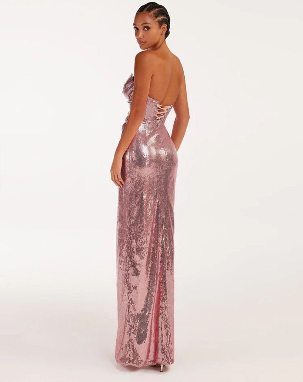 Rose Allure Strapless Sequin dress